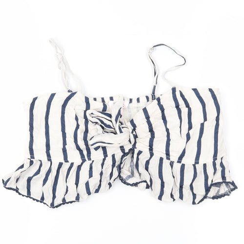 Miss Selfridge Womens Ivory Striped  Cropped Blouse Size 10
