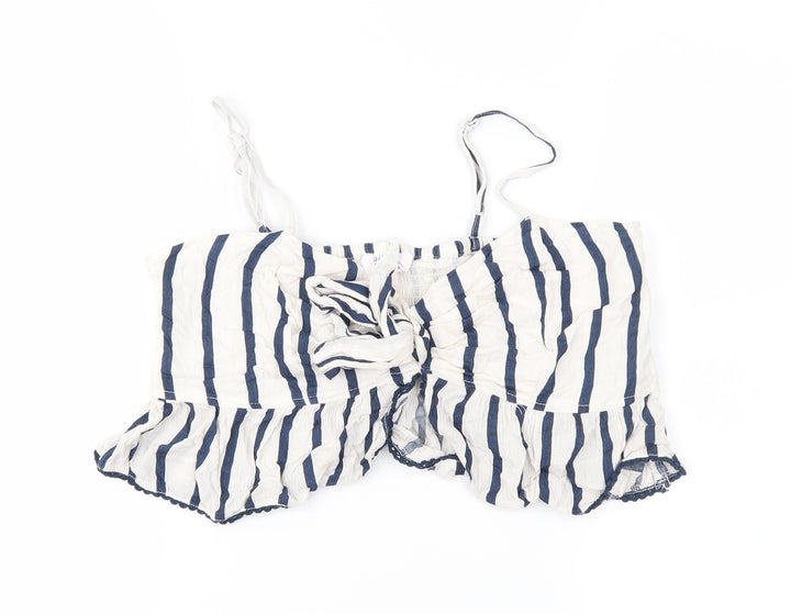 Miss Selfridge Womens Ivory Striped Cropped Blouse Size 10