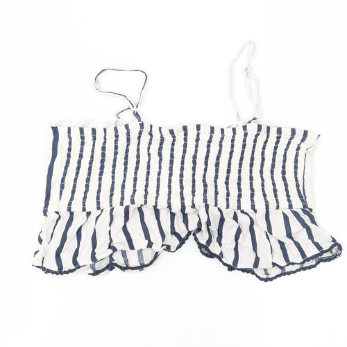 Miss Selfridge Womens Ivory Striped  Cropped Blouse Size 10