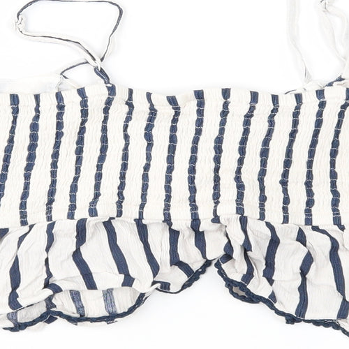 Miss Selfridge Womens Ivory Striped  Cropped Blouse Size 10