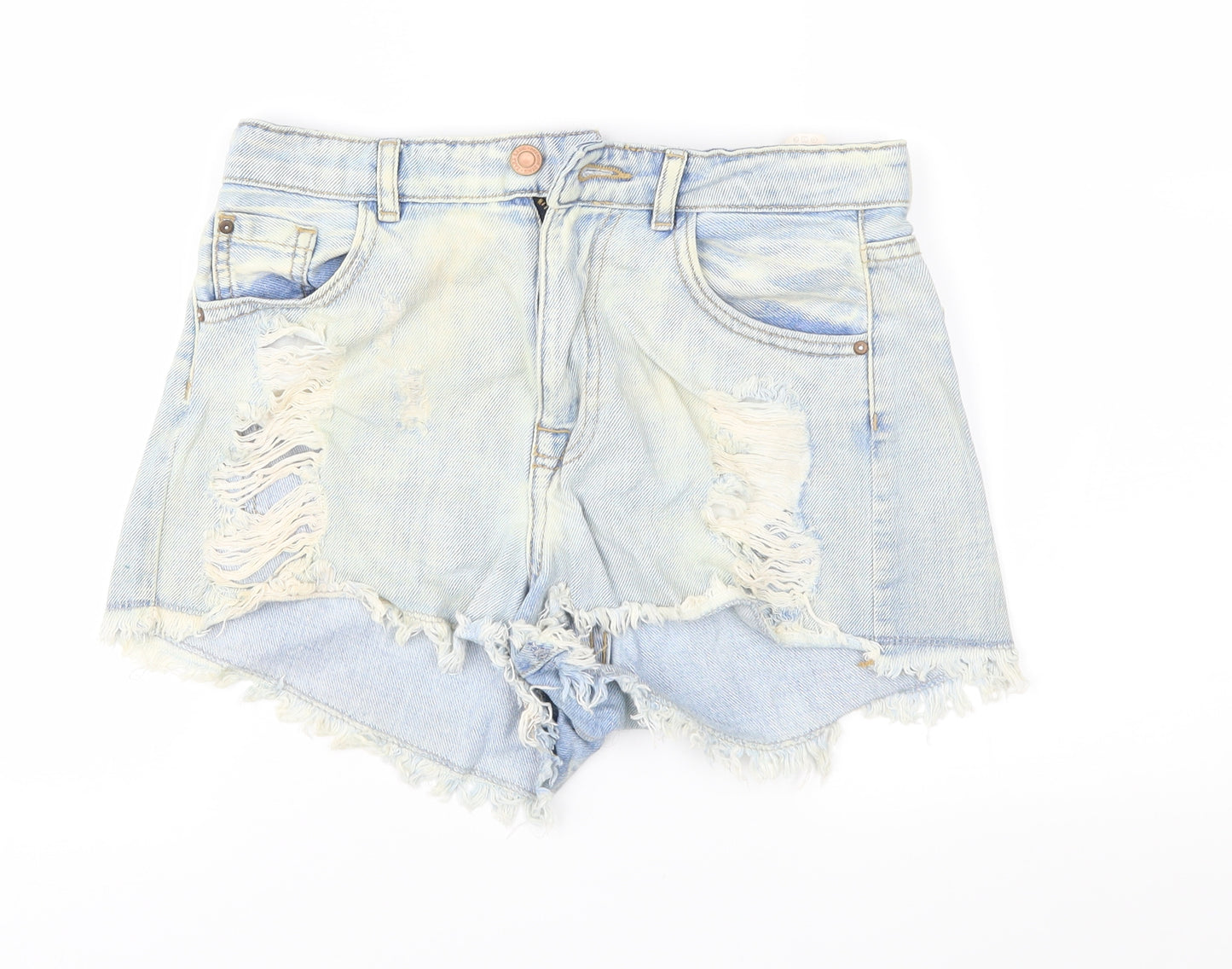 Zara Womens Blue  Denim Cut-Off Shorts Size 6 - Distressed