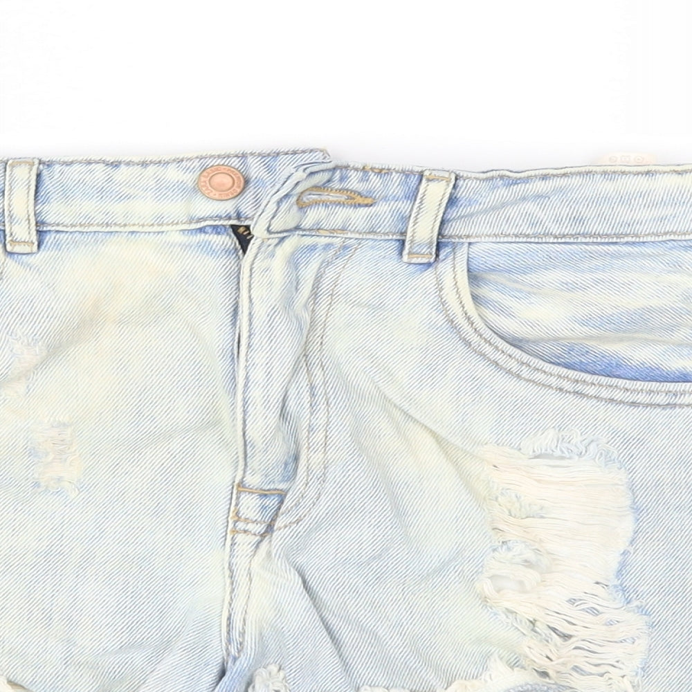 Zara Womens Blue  Denim Cut-Off Shorts Size 6 - Distressed