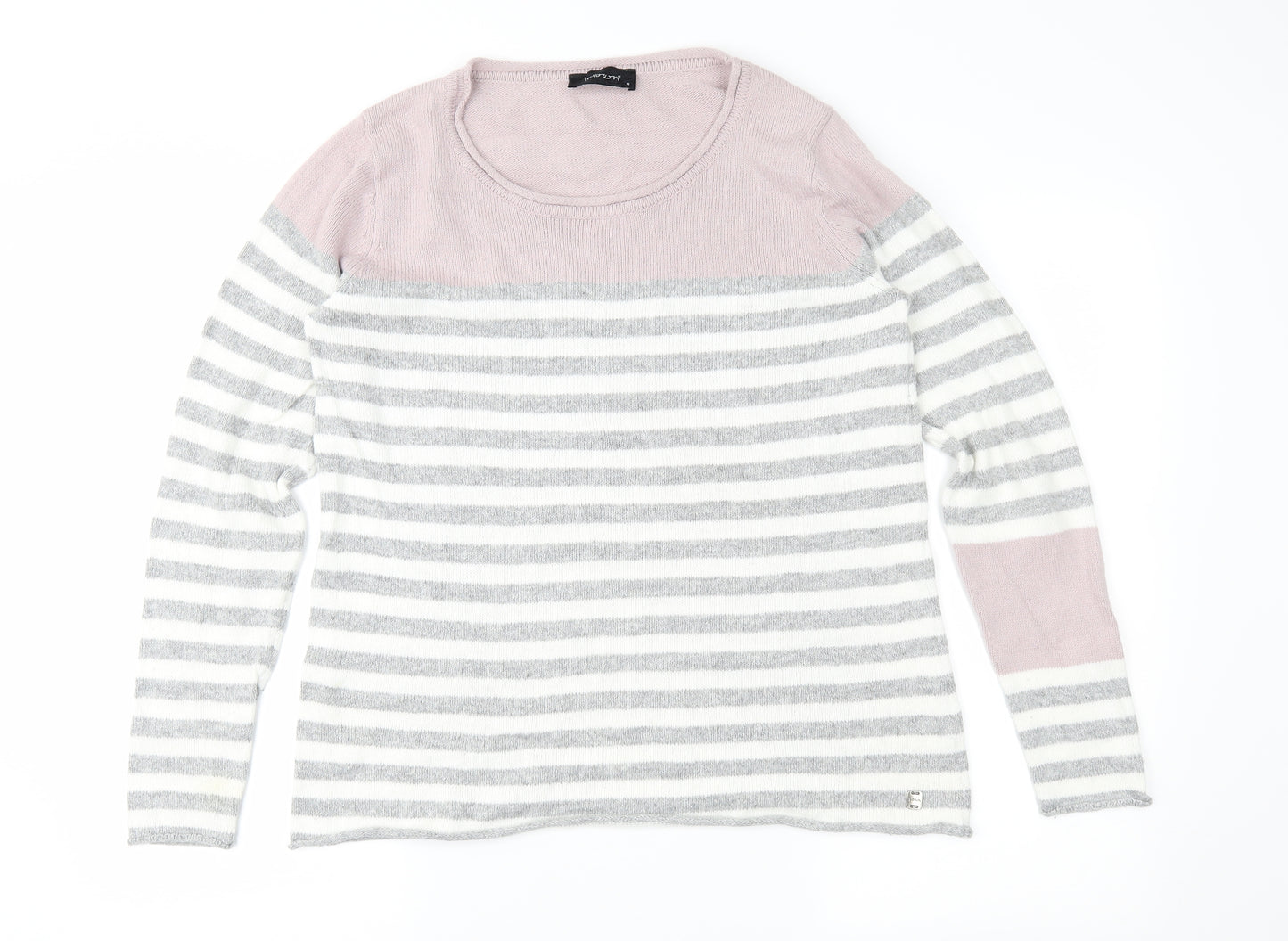 InTown Womens Grey Striped Knit Pullover Jumper Size M