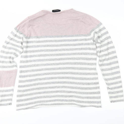 InTown Womens Grey Striped Knit Pullover Jumper Size M
