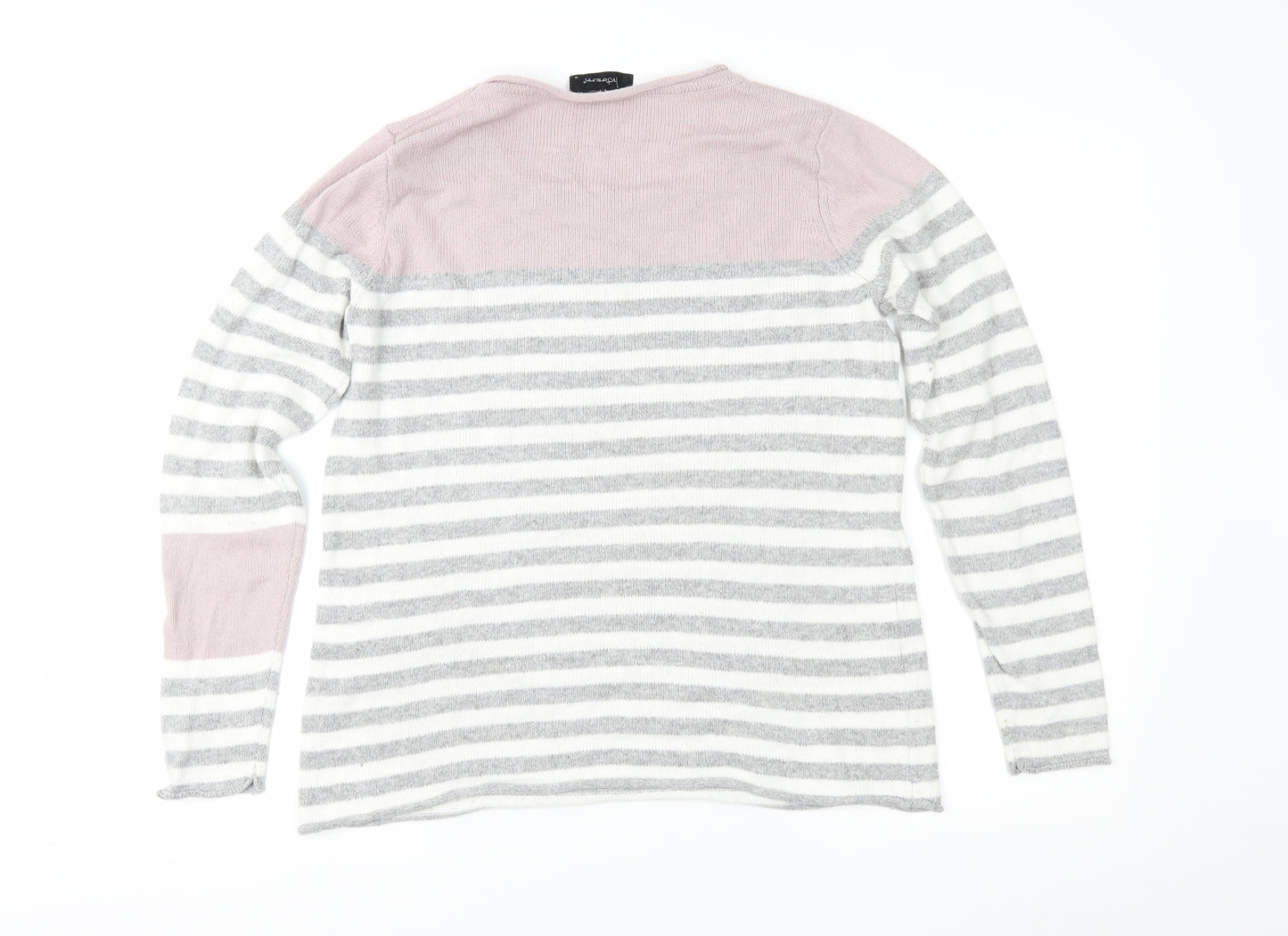 InTown Womens Grey Striped Knit Pullover Jumper Size M