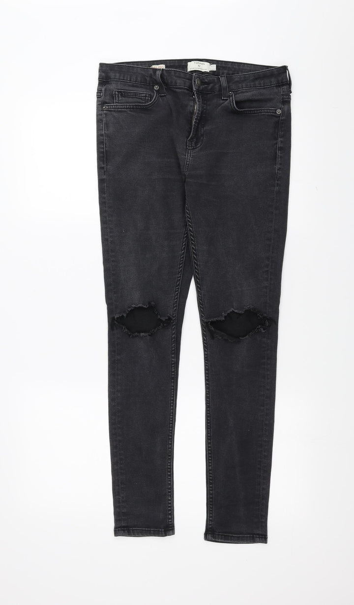 Topman Womens Grey Denim Skinny Jeans Size 34 in L29 in - distressed