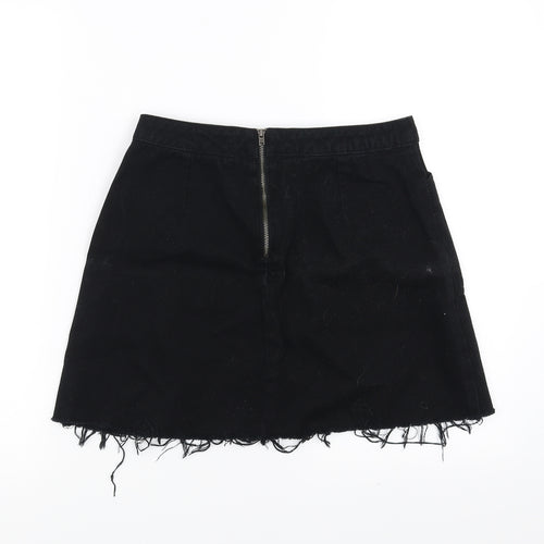 BDG Womens Black  Denim A-Line Skirt Size M  - distressed hem