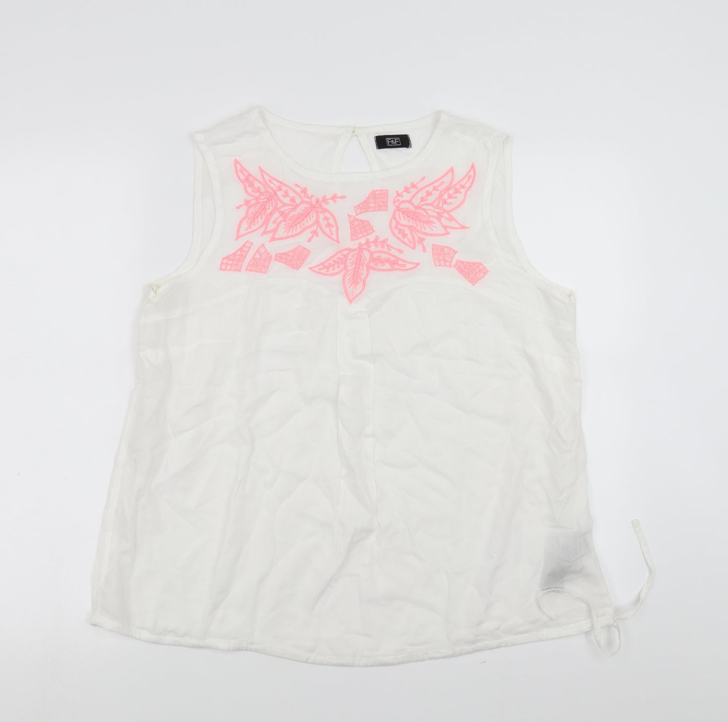 F&F Womens White   Basic Blouse Size 12  - Embroidered detail