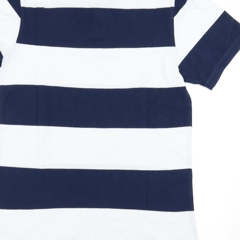 Primark Mens Blue Striped   Polo Size L