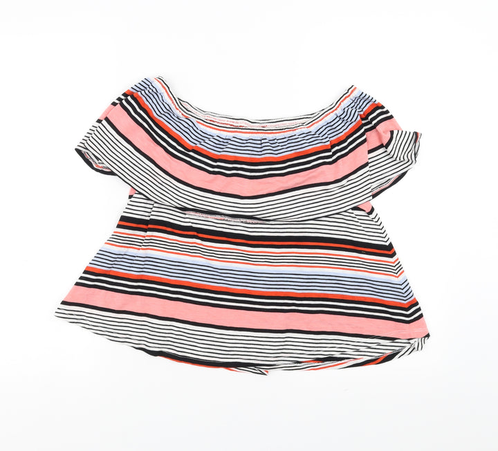 New Look Womens Multicoloured Striped Basic Blouse Size 10