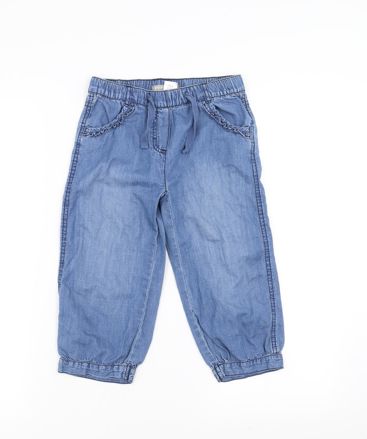 kihawo Girls Blue Denim Cropped Trousers Size 9 Months