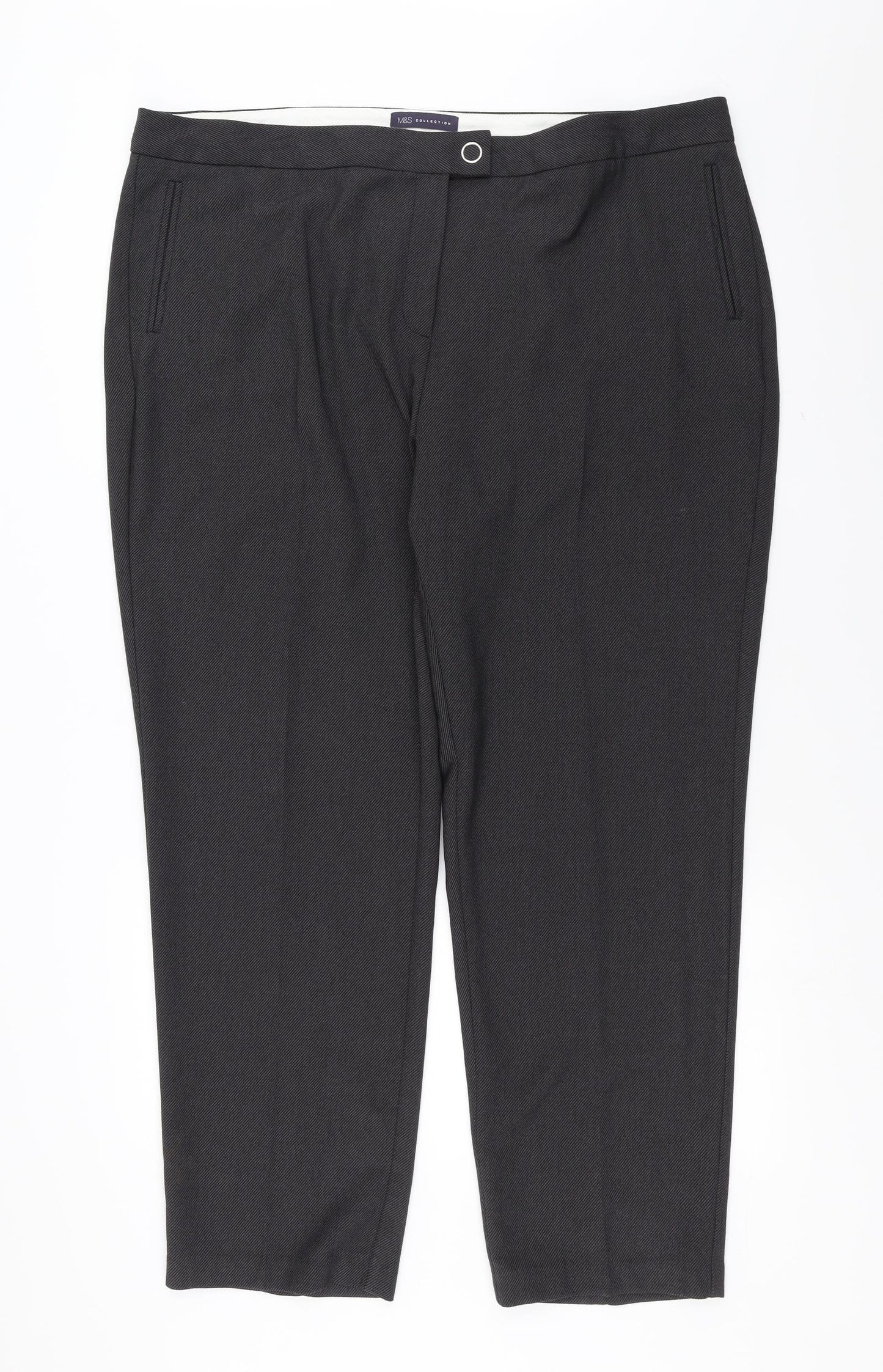 Marks and Spencer Womens Grey Striped  Trousers  Size 22 L30 in