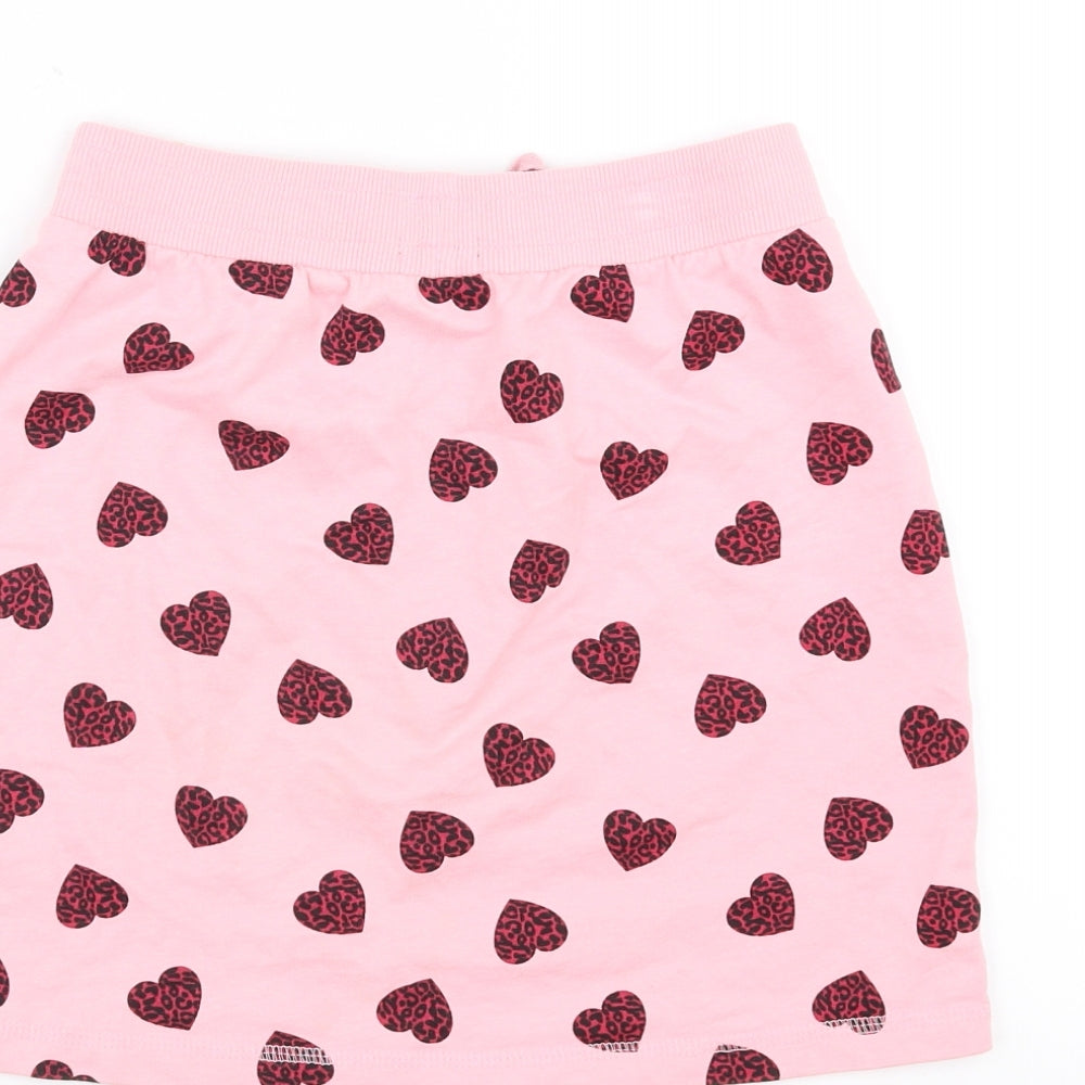 Studio Girls Pink   Straight & Pencil Skirt Size 8-9 Years - heart pattern