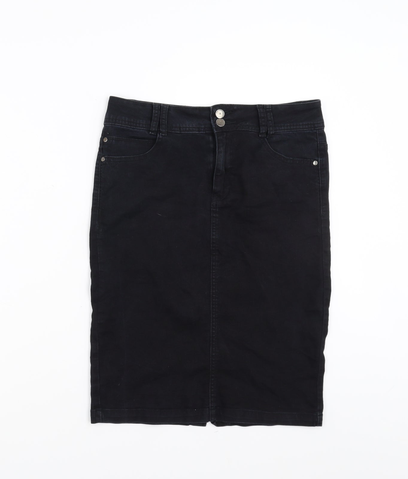 F&F Womens Black  Denim Straight & Pencil Skirt Size 8