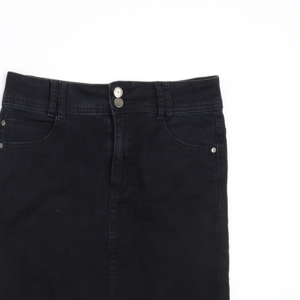 F&F Womens Black  Denim Straight & Pencil Skirt Size 8