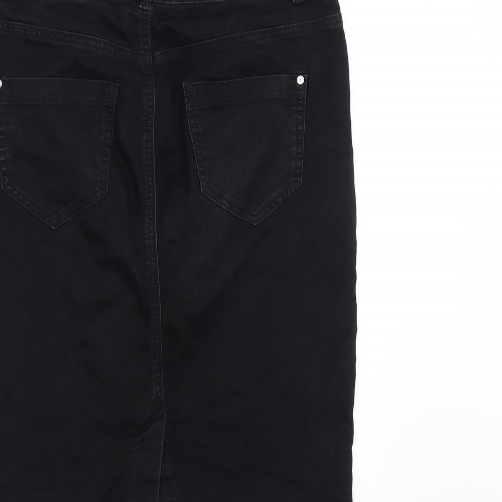 F&F Womens Black  Denim Straight & Pencil Skirt Size 8