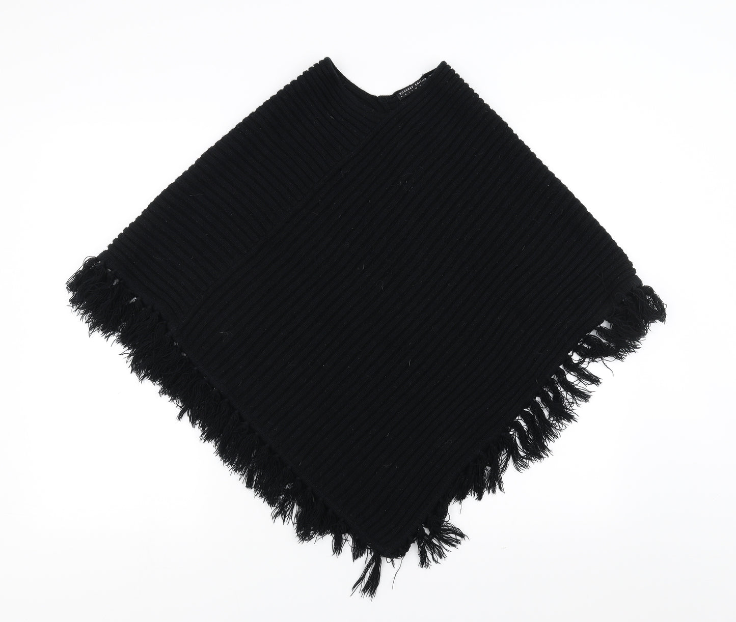 Nouveau Edition Womens Black   Cape Jumper One Size  - fringe detail