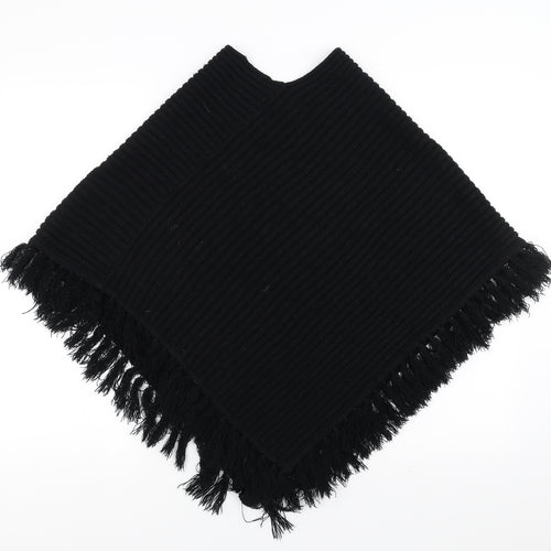 Nouveau Edition Womens Black   Cape Jumper One Size  - fringe detail