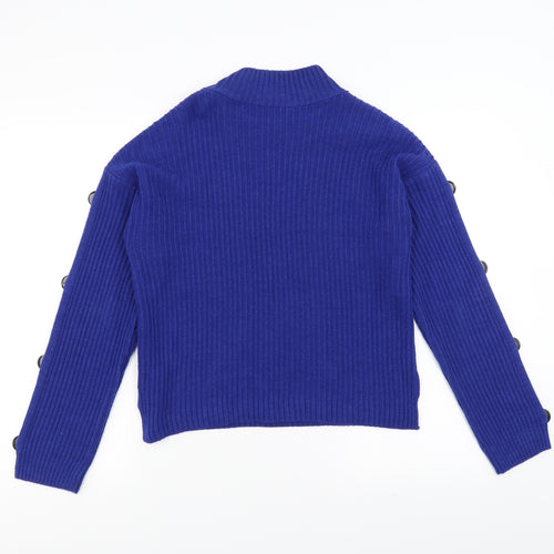 Primark Womens Blue   Pullover Jumper Size S  - Button Sleeve Detail