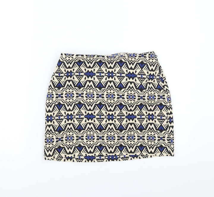 Divided by H&M Womens Beige Geometric  A-Line Skirt Size 8