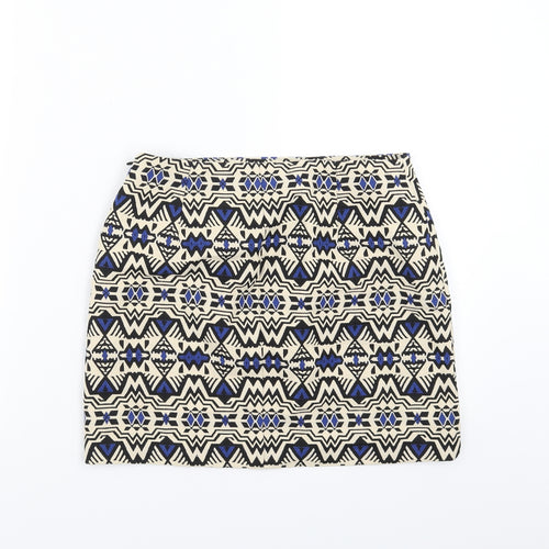 Divided by H&M Womens Beige Geometric  A-Line Skirt Size 8