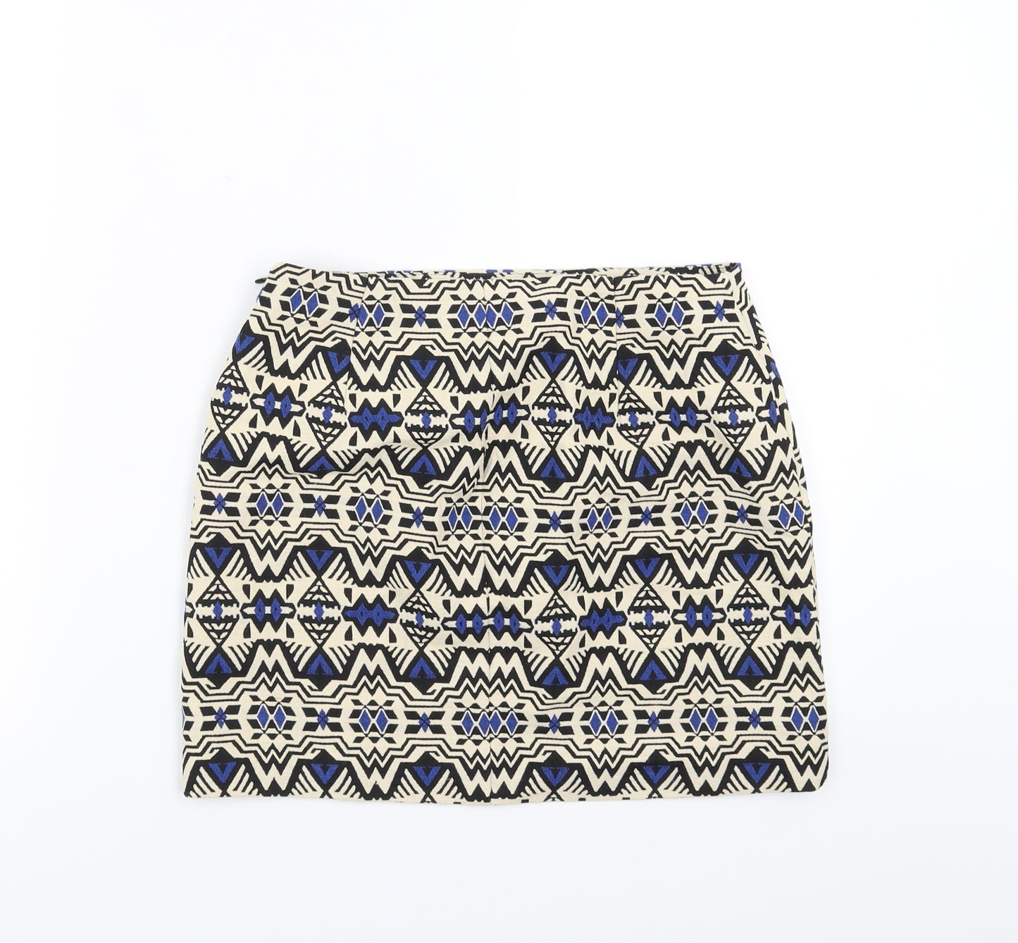 Divided by H&M Womens Beige Geometric  A-Line Skirt Size 8