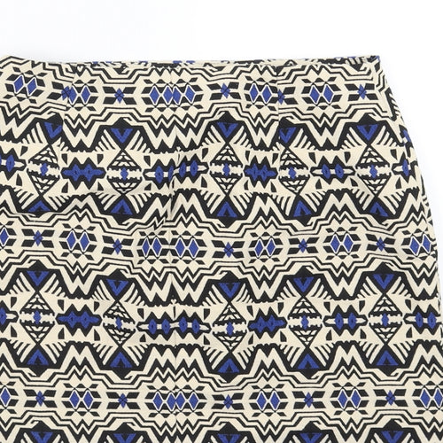 Divided by H&M Womens Beige Geometric  A-Line Skirt Size 8