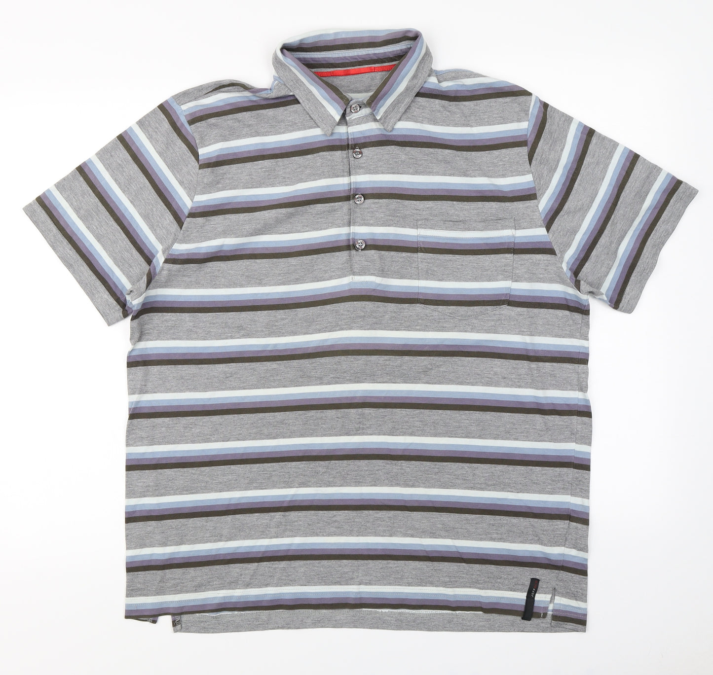 Jeff & Co Mens Grey Striped   Polo Size XL
