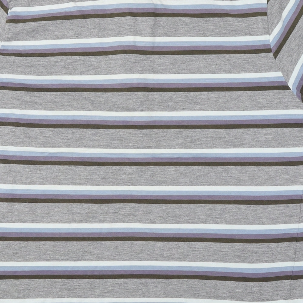 Jeff & Co Mens Grey Striped   Polo Size XL