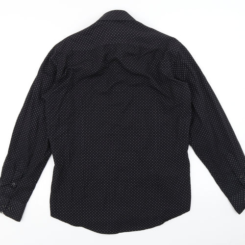 Steel & Jelly Mens Black Polka Dot   Button-Up Size M