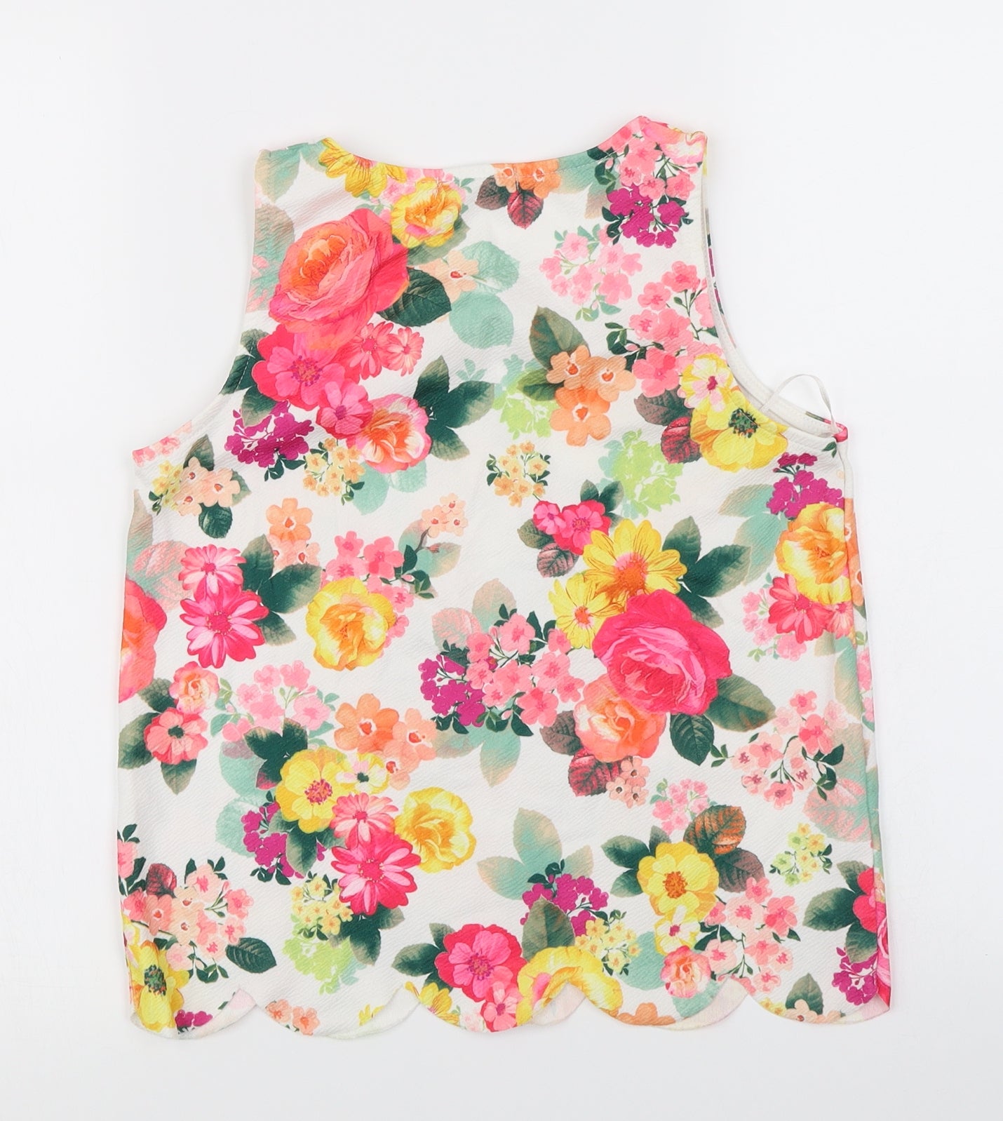 Quiz Womens White Floral  Basic Tank Size 6