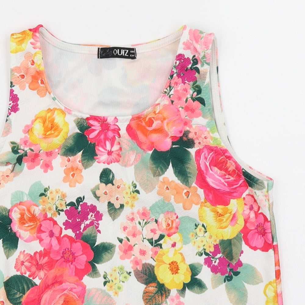 Quiz Womens White Floral  Basic Tank Size 6