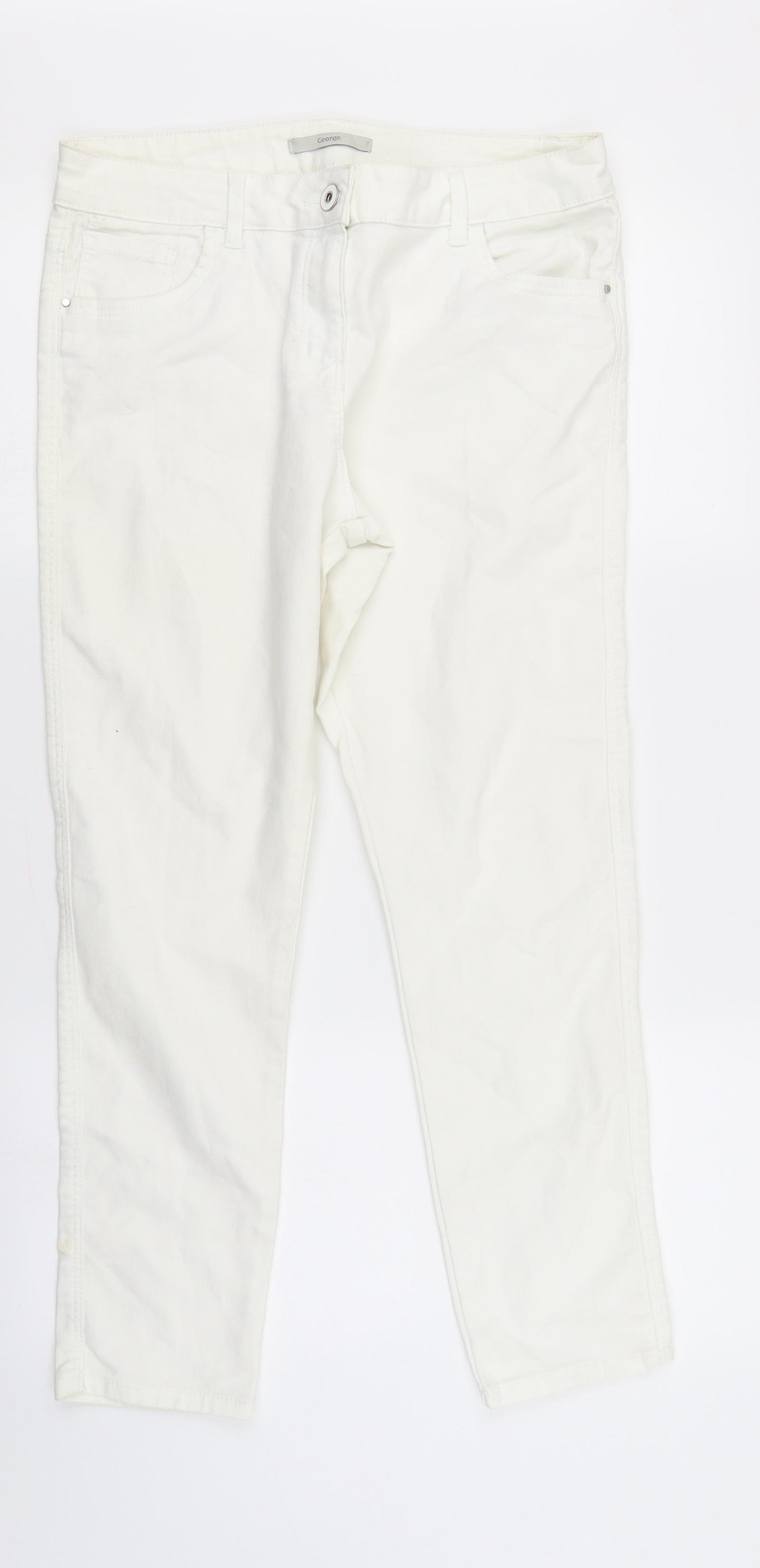 George Womens White  Denim Skinny Jeans Size 14 L27 in