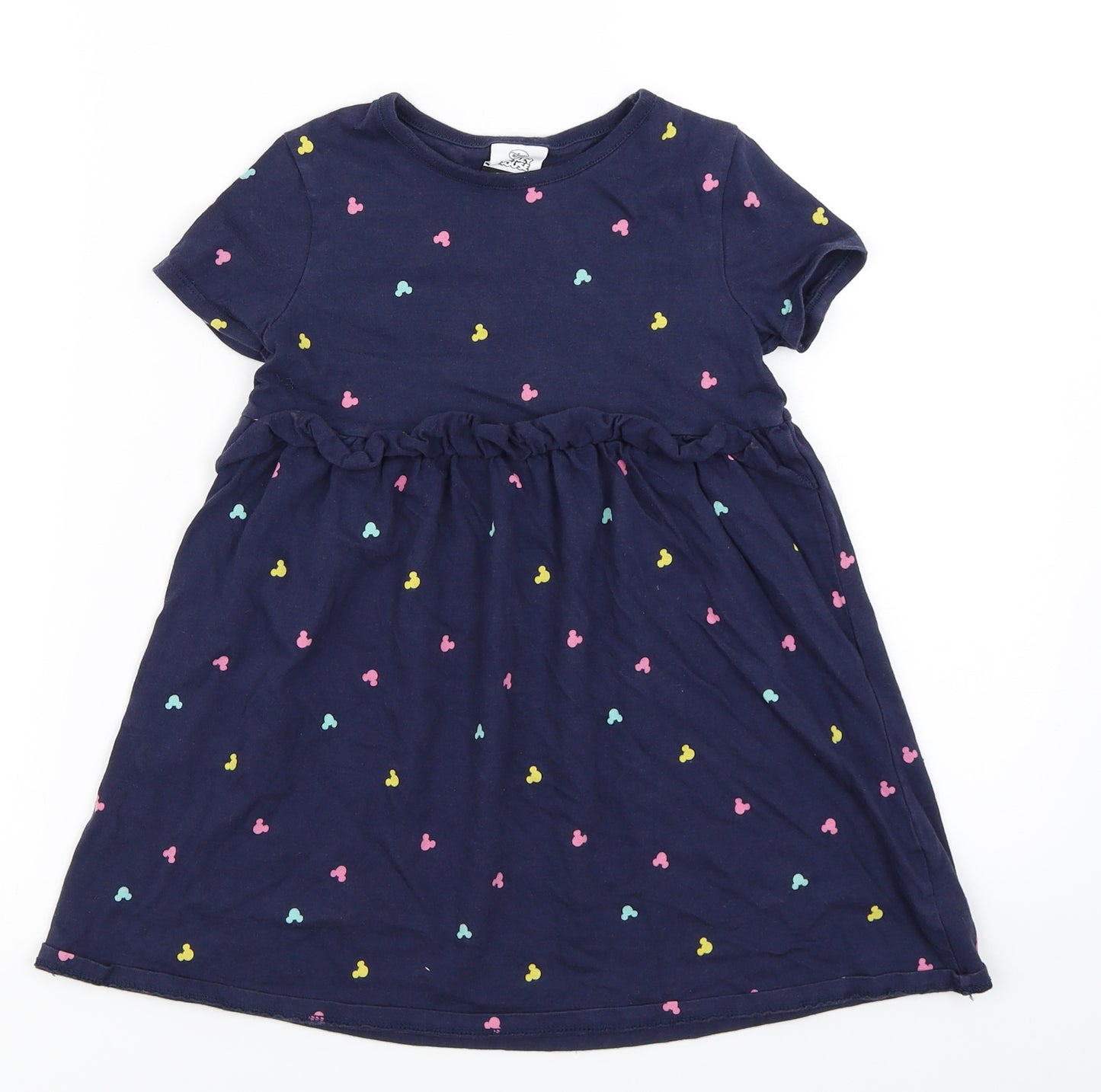 George Girls Blue Spotted  Skater Dress  Size 5-6 Years  - Disney Mickey Mouse