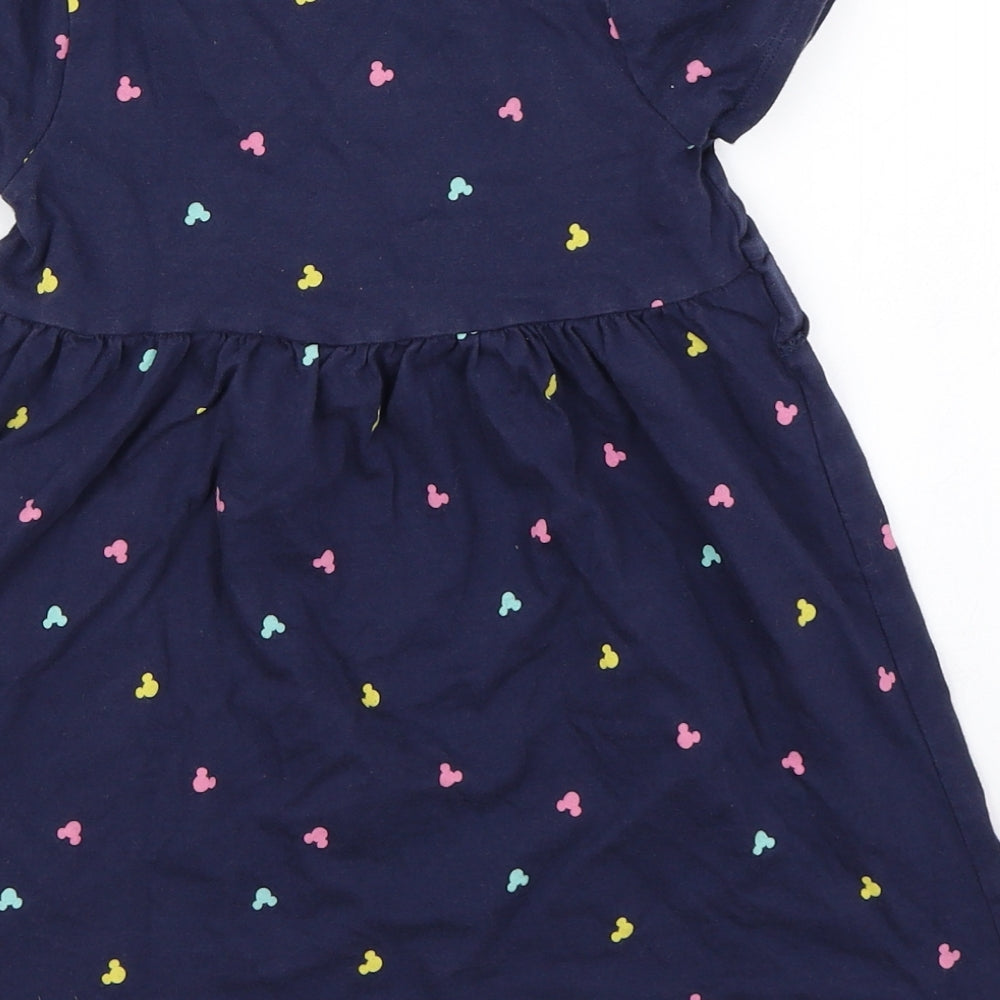 George Girls Blue Spotted  Skater Dress  Size 5-6 Years  - Disney Mickey Mouse