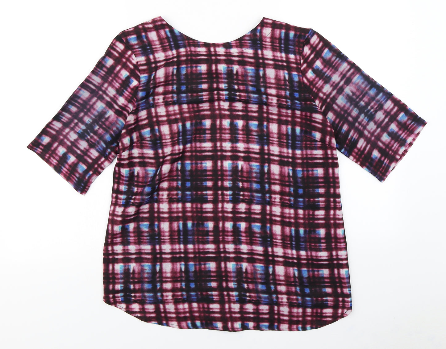 Red Herring Womens Purple Check  Basic Blouse Size 14
