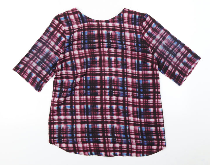 Red Herring Womens Purple Check Basic Blouse Size 14