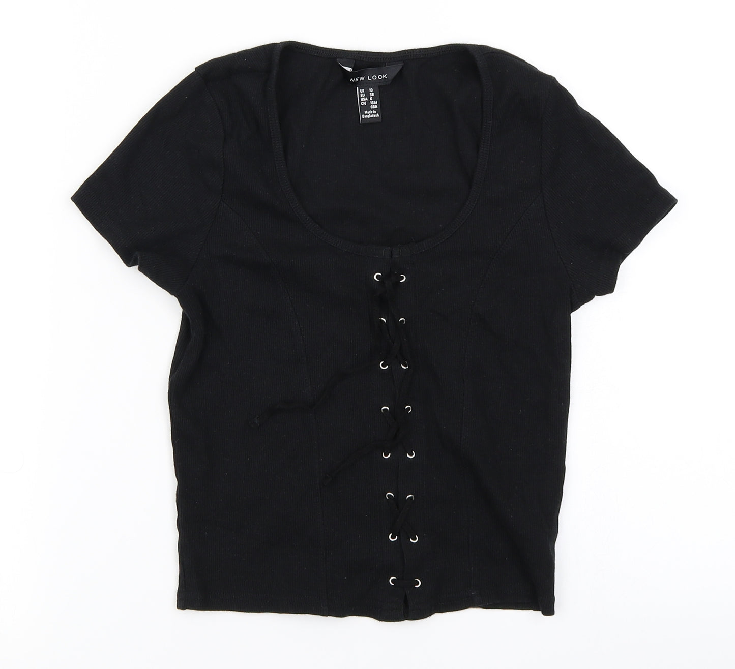 New Look Womens Black   Basic T-Shirt Size 10  - Corset front