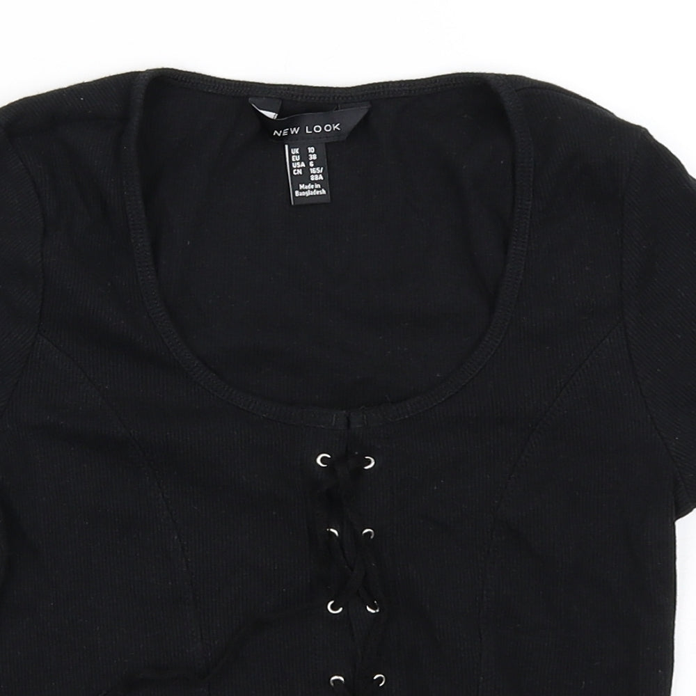 New Look Womens Black   Basic T-Shirt Size 10  - Corset front