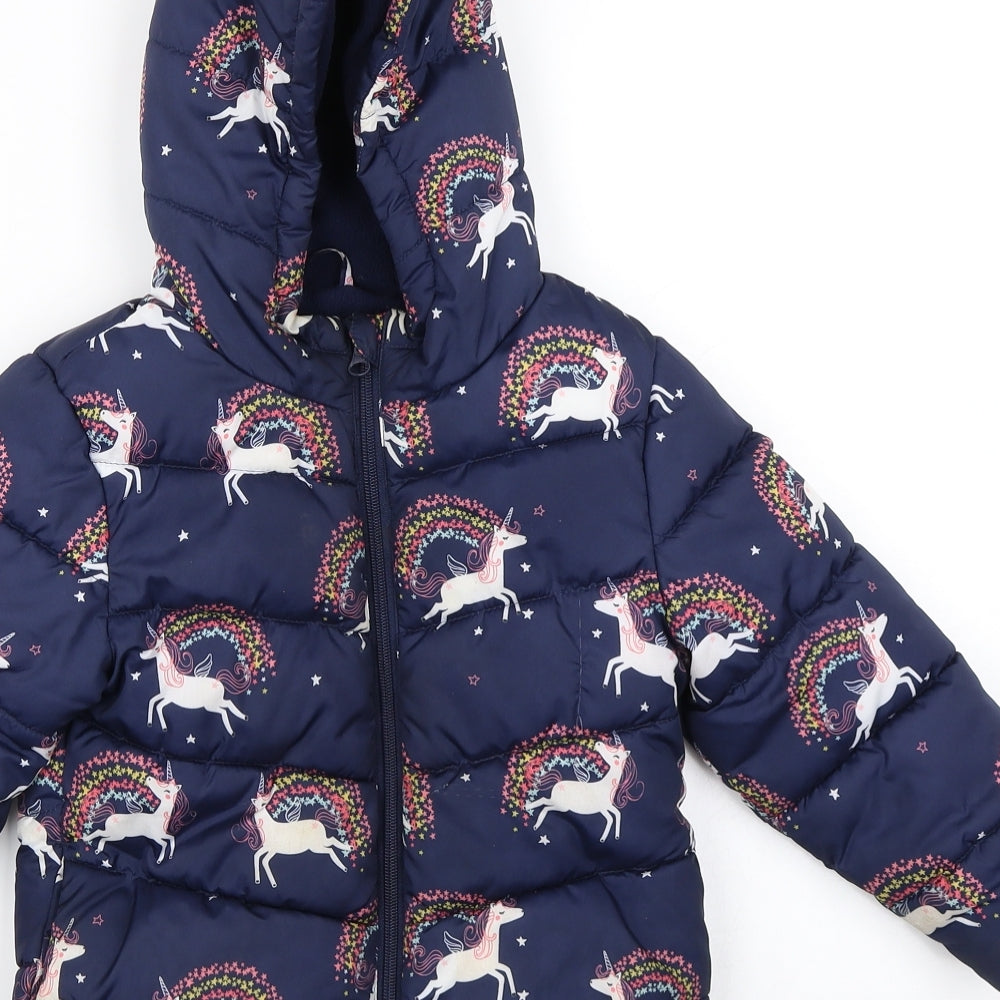 F&F Girls Blue   Parka Coat Size 4-5 Years