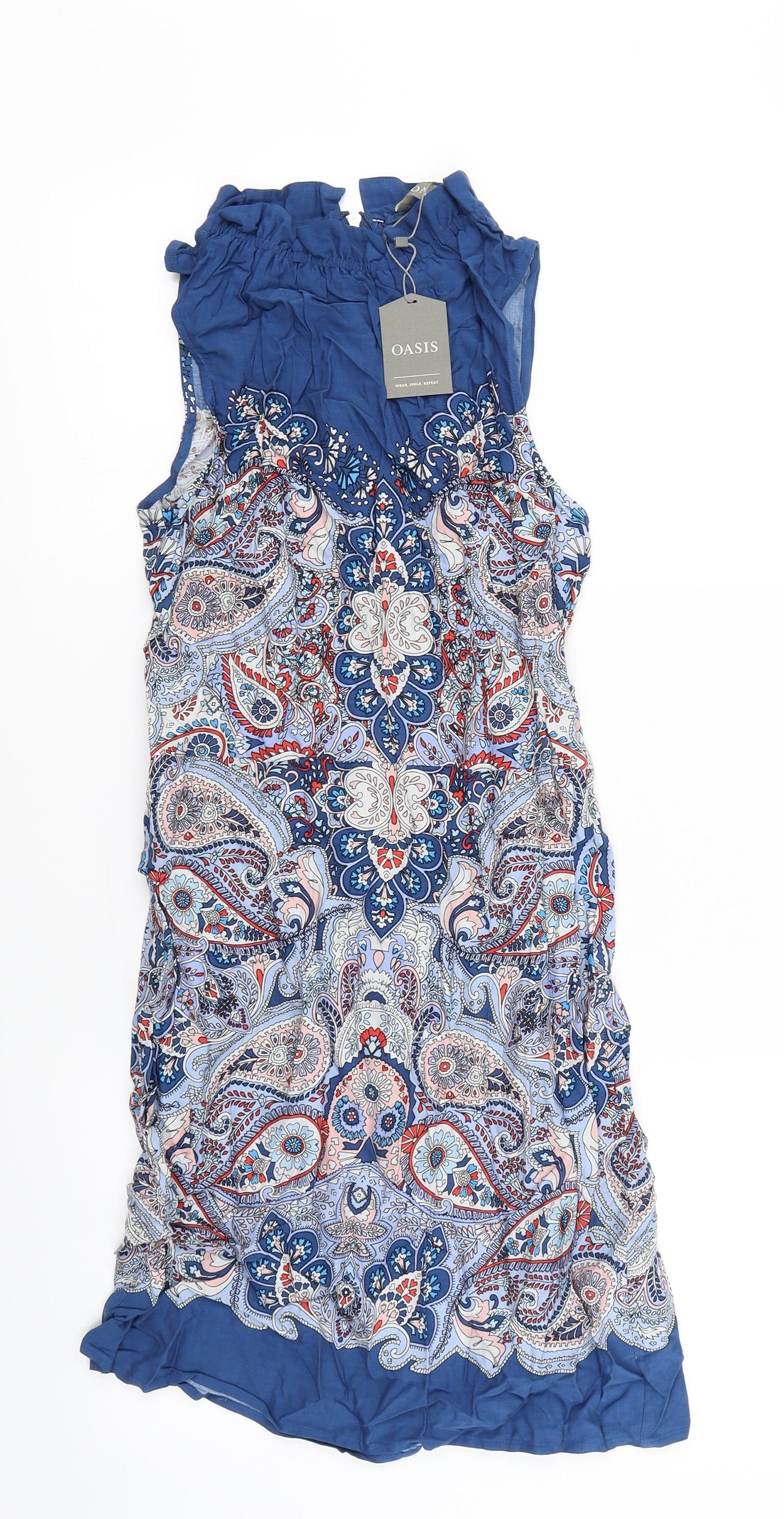 Oasis Womens Blue Batik  A-Line  Size 8