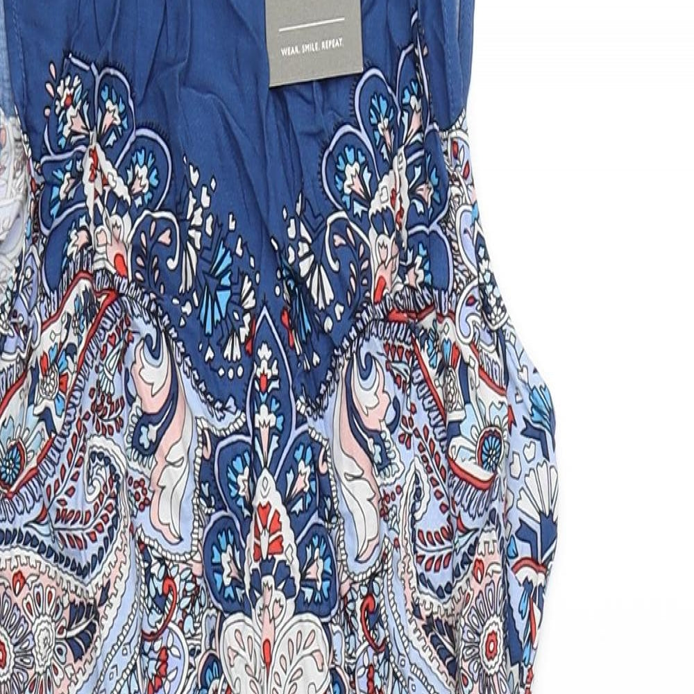 Oasis Womens Blue Batik  A-Line  Size 8