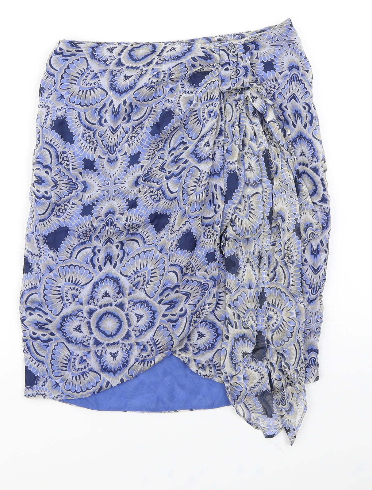 Mango Womens Blue Floral  A-Line Skirt Size 6