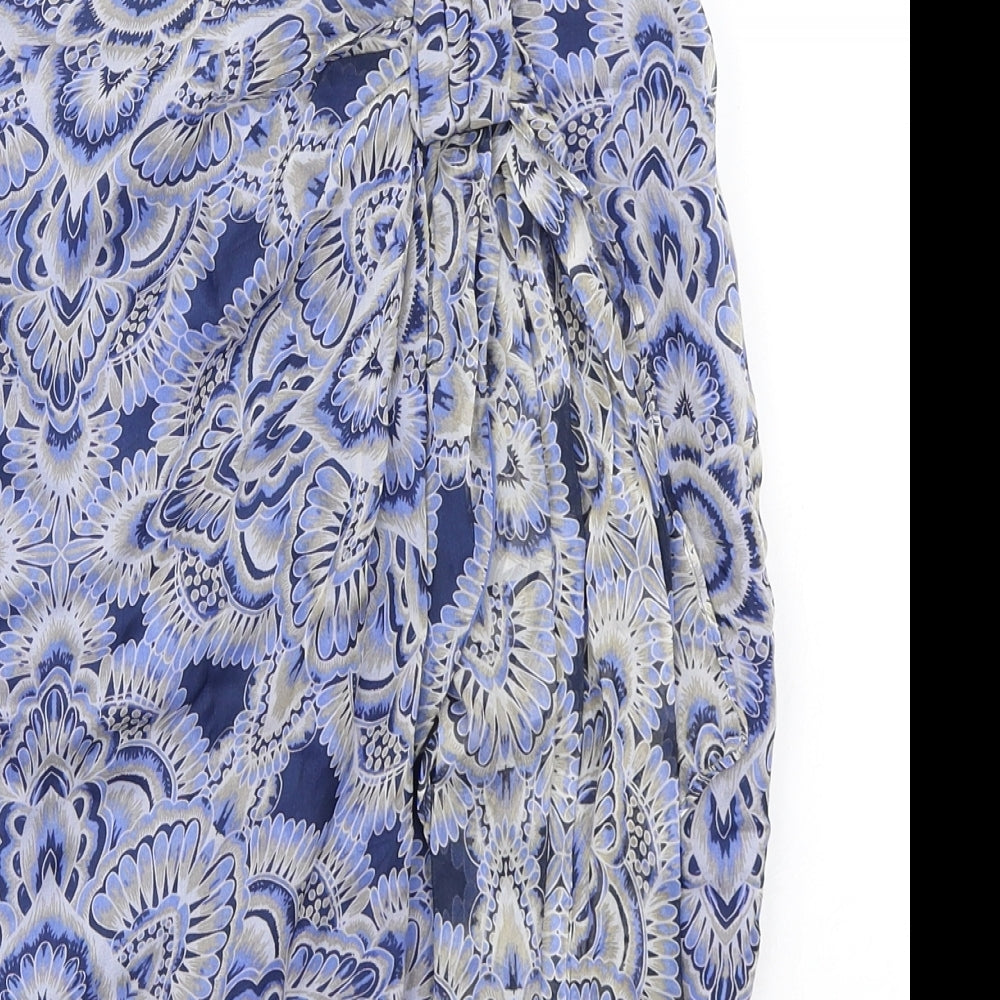 Mango Womens Blue Floral  A-Line Skirt Size 6