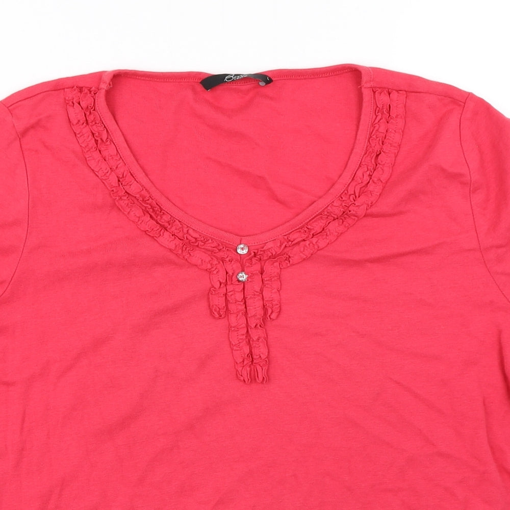 Bm Casual Womens Pink   Basic T-Shirt Size L