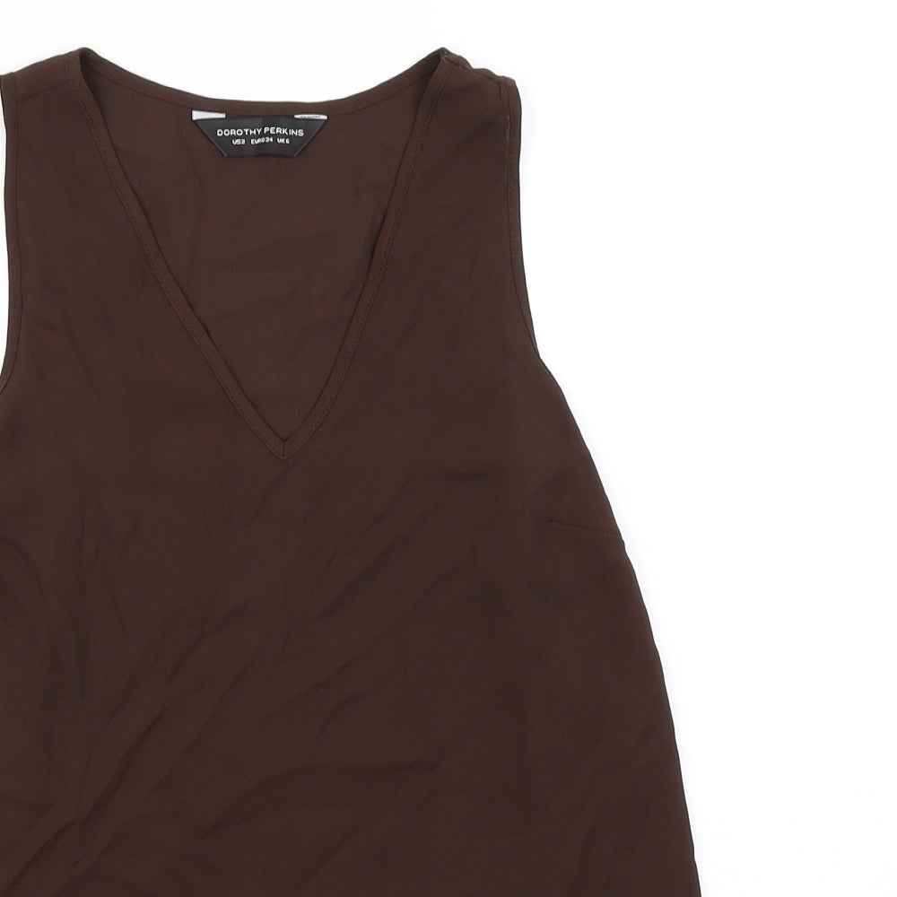 Dorothy Perkins Womens Brown   Basic Blouse Size 6