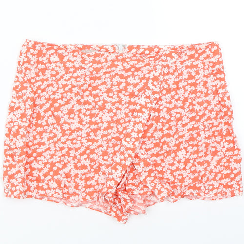 Parisian Collection Womens Orange Floral  Hot Pants Shorts Size 8