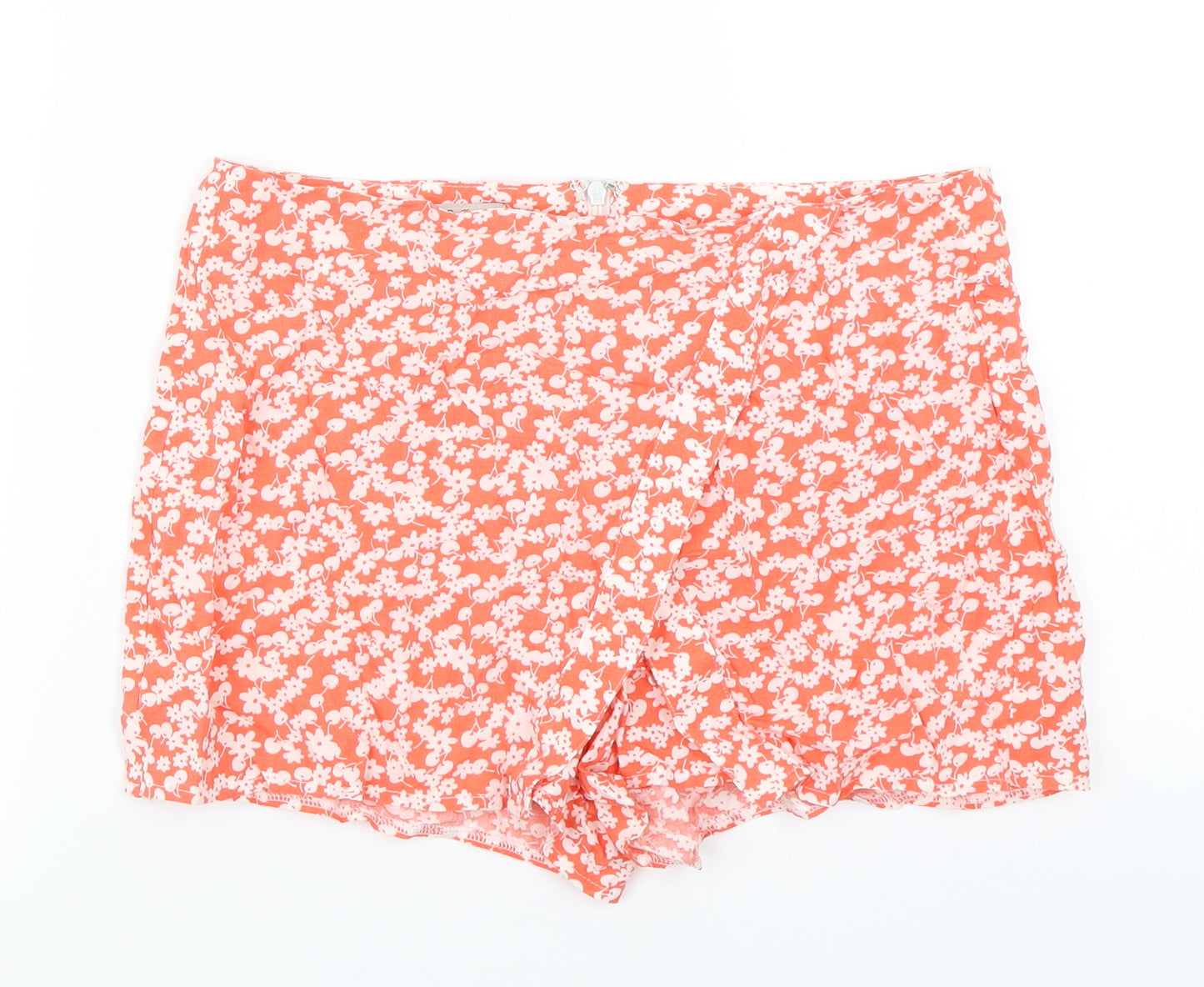 Parisian Collection Womens Orange Floral  Hot Pants Shorts Size 8