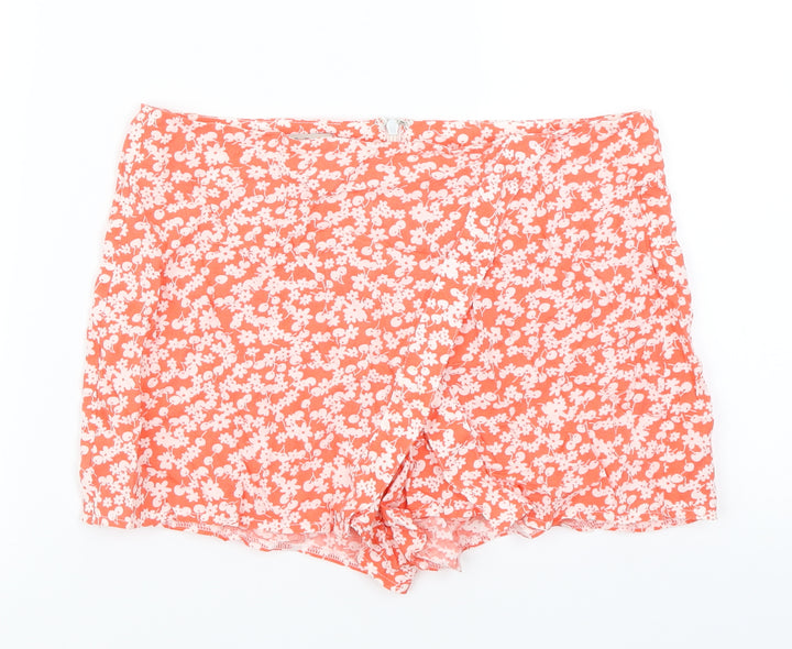 Parisian Collection Womens Orange Floral  Hot Pants Shorts Size 8