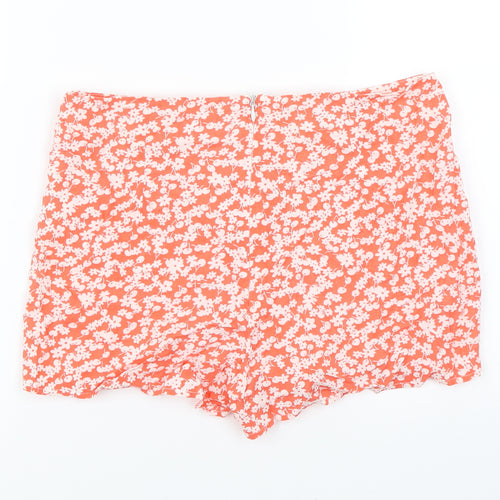 Parisian Collection Womens Orange Floral  Hot Pants Shorts Size 8